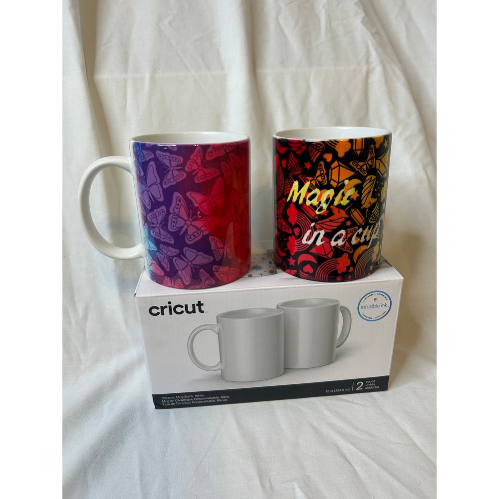 Cricut Butterfly Magic in a Cup‎ Ceramic Coffee Mugs Set of 2
